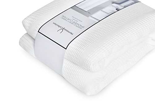 Hermosa Collection Heavy Fabric 230 GSM Waffle Shower Curtain 72-Inch-by-72, White