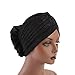 Luxury Stretchable Glitter Flower Chemo Beanie Hair Loss Turban (Black)