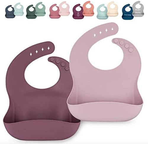 Silicone Bib Set - Adjustable Waterproof Bibs - Set of 2
