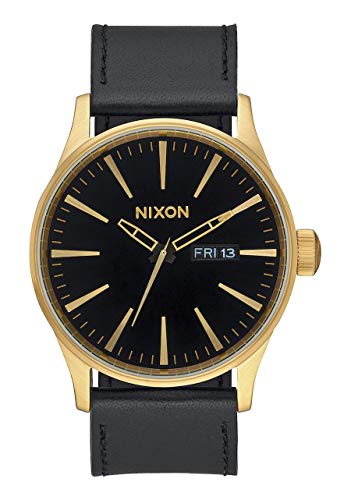 Nixon Porter Leather Modern Mens Watch (40mm. Leather Band) (Gold/Black)