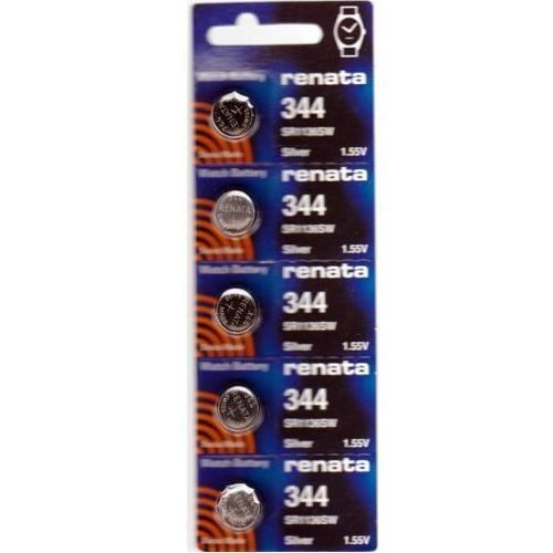Renata 344 Button Cell watch battery, 5 Pack by Renata