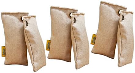 Golden Bamboo, Mini Activated Charcoal- Air Purifying Bags, Shoe Deodorizer and Air freshener (50g/2pc x 3 pack, Light Brown)