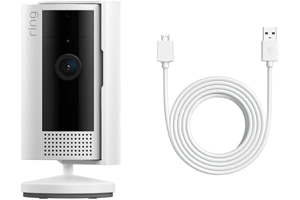 All-new Ring Indoor Cam (2nd Gen), White with 10 ft. USB-A to Micro USB Power Cable