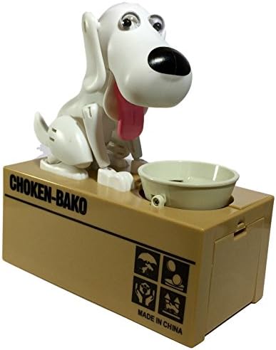 Happy Puppin Choken Bako Robotic Dog Bank Doggy Coin Bank &amp; Money Box (White)