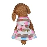 Wakeu Small Dog Girl Dress Pet Puppy Transparent Colorful Vest Shirt Clothes (XS, 01)