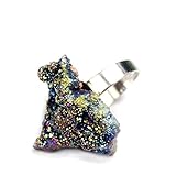 Hoxis Peacock Huge Raw Crystal Cluster Plating Stone Handmade Ring (Peacock)