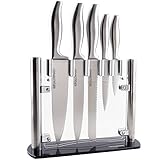 MEGALOWMART Professional 6 Piece Stainless Steel Kitchen Knife Set with Acrylic Stand