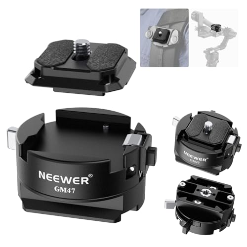 Neewer GM47 Quick Release Plate Kit, Quick Switch Auto Lock Square QR Camera Tripod Mount Plate & Clamp Base Compatible with DJI Ronin RS 4 Pro RS 3 RS 2 Compatible with PD