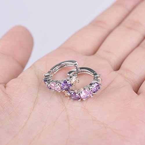Paxuan Womens White Gold Plated Hypoallergenic Cubic Zirconia Small Round Huggie Hoop Earrings 15MM (Silver)