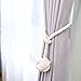 4 Pack Curtain Tiebacks,Handmade Natural Cotton Rope Drapery Tie Bakes,Decorative Holdbacks Holders for Window Sheer and Blackout Panels,Beige
