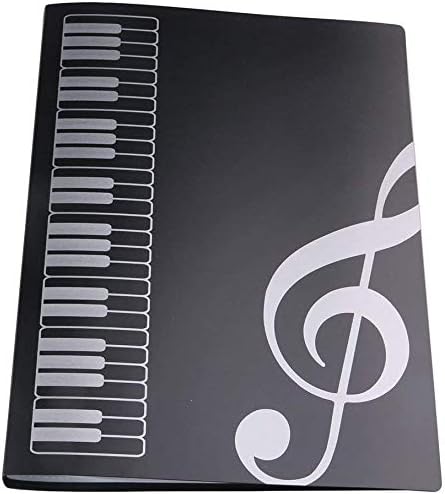 LYTIVAGEN A4 Size Music Folder Piano Music Score Folder Waterproof Music File Folder 40 Pockets Sheet Storage Folder Music Sheet Folder for Sheet Music Choir Chorus Piano Sheet Music Folder (Black)
