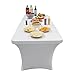 Houseables White Tablecloth, Cover for Folding Table, Fits 6' Tables, 1 Pk, Spandex Linen, Rectangle, Elastic, Stretchable, Tablecloths Fitted, Covers, Cloth, Scrim, Wrap, Skirt, Trade Show, Banquet