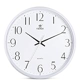 Power 13-Inch Round Non-Ticking Silent Wall Clock Decorative, Battery Operated Quartz Analog Quiet Wall Clock, For Living Room, Kitchen, Bedroom (WHITE)