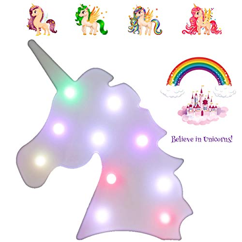 Forbua Color Changing Unicorn Light for Girls, Kids! Cute Unicorn LED Night Lamp Emits Vibrant Colors, Bonus 7 Decal Wall Stickers - Unicorn Decorations for Birthdays, Bedroom, Living Room, Nursery