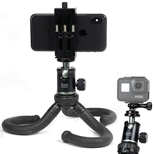 EVO GimbalsGS-Flex Flexible Tripod Kit Bundle 3 in 1 for DSLR, Smartphones or Action Cameras (3 Items) -Works with iPhone, Android, or Windows Smartphones or GoPro Hero4 Thru GoPro Hero7 Black