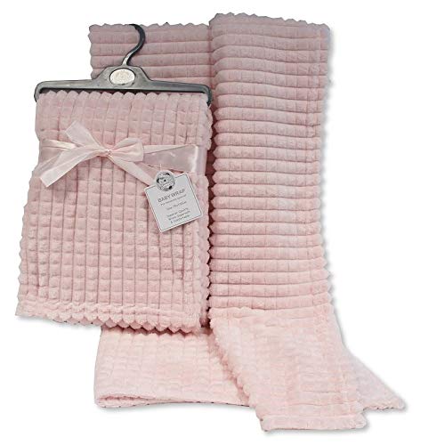Super Soft Newborn Baby Girl Boy Waffle Nursery Cot Blanket Comforter - Pink, Blue, Grey, White Available (Pink)