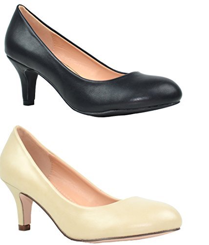 Chase & Chloe Kona-1 Low Heel Round Toe Women's Pump Shoes - Image 3