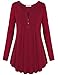 Becanbe Women's Vintage Long Sleeve V Neck Pleated Tunic Shirt