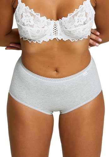 sans Complexe, Lot de 2 Slips, Modèle Classique Coton B, Slip Taille midi à couvrance Moyenne, Coutures Plates pour invisibilité sous Les vêtements, JDR Gris Chiné + Gris Chiné, 44