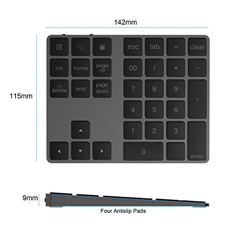 Cateck Bluetooth Numeric Keypad, Aluminum Wireless Bluetooth 34Key