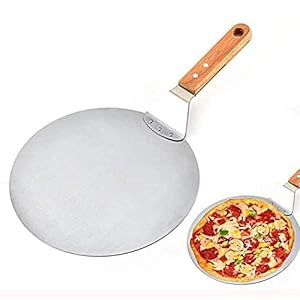 Qooner Pizza Peel,10 inch houten handvat metalen schop spatel Peal & Cake Lifte RVS bakken Toolsr voor taarten Pizza’s…