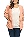 Agnes Orinda Women Plus Size 3/4 Sleeves Ruched Cuffs Blazer 2X Pink