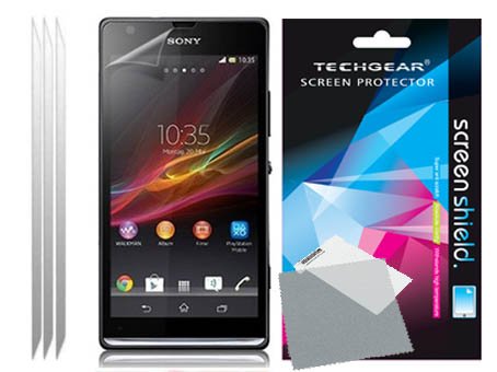 TECHGEAR **PACK OF 3** CLEAR LCD Screen Protector Guards with Cleaning  Cloth For SONY XPERIA SP M35h C5302