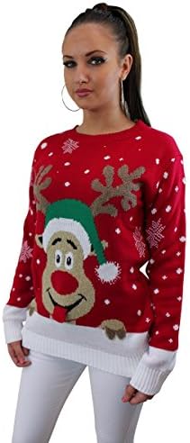 Girl Talk Clothing 3D Tongue Happy Reindeer Knitted Christmas Jumper