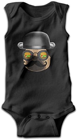 Burgers Dreaming Pug Glasses Hamburger Lover Unisex-Baby Sleeveless Bodysuit 100% Cotton Bodysuit Onesies 24 Months