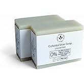 Merlinera Colloidal Silver Soap - Made with 99.9% Pure Colloidal Silver Soap Bar - No Paraben - No Colorant - No SLES - No SLS - Face &amp; Body (4.5 oz, Unscented, 2 Pack)