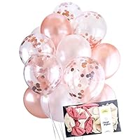 Rose Gold Confetti Balloon Pink Champagne Party Decoration (12 inch, 20pc, Thicken 3.2g) Wedding, Engagement, Bachelorette, Bridal, Hen Party, Baby Shower, Photobooth, Backdrop - by TOKYO SATURDAY