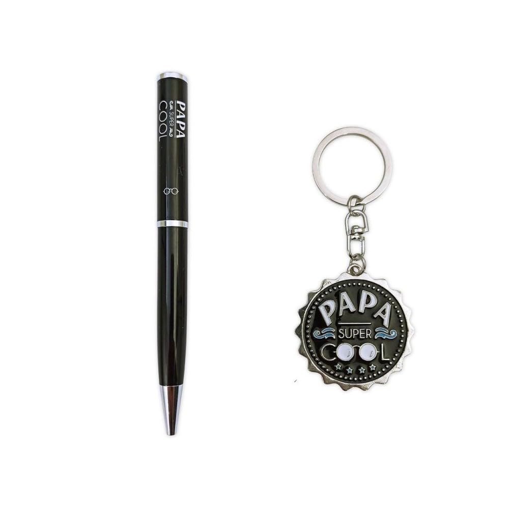 Pen and Keyring Set "Papa Super " Design, Multicolored, One size