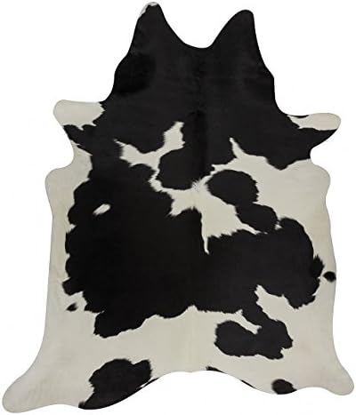 Splendid Decor Black and White Cowhide Rug Small Black Cow Skin Leather Rug - Pure Cowhide Rug (4 X 3)