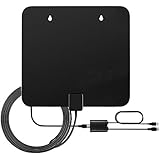 HD TV Antenna,Skyfind Indoor HDTV Antennas 50 Mile Range with Detachable Signal Booster and 10FT High Performance Coax Cable - Black
