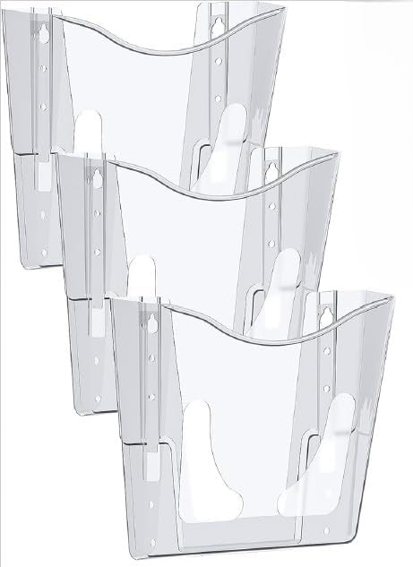 Deflecto Crystal Clear Portrait A4 Wall Mounted Document Holders Set of 3