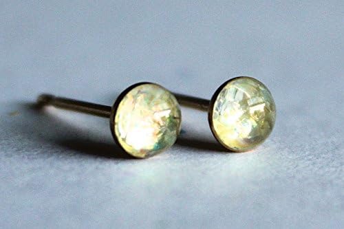 Light Chartreuse Opalescent Tiny Stud Earrings, 21g: 1.5mm, 2mm, 3mm, 4mm, 5mm and 6mm; 316L Surgical Steel, 304 Stainless Steel (Gold Option); Ball, Dome, Bezel, 3-Prong Talon Claw Setting