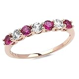 Lab created White Sapphire and Ruby Band in 10k