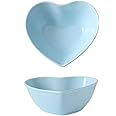 WAIT FLY Colorful Heart Shaped Ceramic Salad Bowls, Dessert Bowls, Ice Cream Bowls, Serving Bowls for Cereal Soup Snacks Appetizer-1 PCS-Blue-5.0 Inch