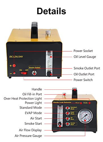 EVAP Smoke Machine Leak Detector – Dual Mode Tester For Automotive Fuel, Vacuum, Intake & Exhaust Systems (12V)