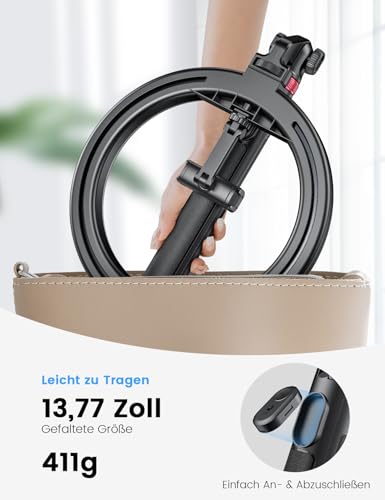 10.2 Inch Dimmable Ring Light with 75 Inch High Aluminium Tripod, Flicker-Free LED Makeup Light/Cold Shoe Quick Mount Holder, Ring Light for Mobile Phone, TikTok/Live Stream, Video Recording