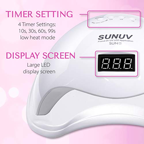 image for UV LED Nail Lamp, SUNUV UV LED Nail Polish Dryer Gel Machine for Manic
