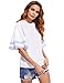 MakeMeChic Women's Layered Bell Sleeve Blouse Ruffle Short Sleeve Top White L