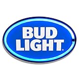 Bud Light  - Reproduction Advertising Oval Sign - Battery Powered LED Neon Style Light - 16 x 11 x 2 Inches