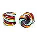 BodyJ4You Glass Spiral Tapers Kit with Plugs 4 Pieces Ribbon Maroon and Orange - 4G-14mm