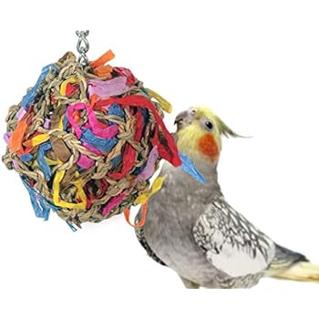 Sweet Feet and Beak Bird Toys Super Shredder Ball - Keeps Your Pet Bird Busy for Weeks Foraging for Hidden Treasures - Non-Toxic - Easy to Install - for Small Sized Birds - 3 inch Diameter