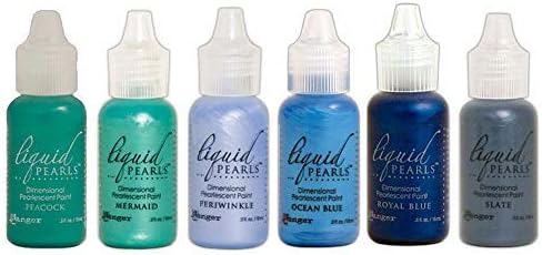 Liquid Pearls Ranger Dimensional Pearlescent Paint, Set of Six Colors Bundle (Ocean)