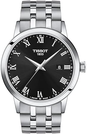 tissot mens gentleman auto stainless steel dress watch brown t1274071605101 Tissot T-Classic Gentleman Powermatic 80 Silicium Black Dial and Brown Leather Strap Watch | 40mm | T1274071605101