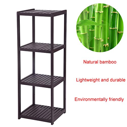 Oksale Bamboo Bathroom Shelf Bathroom Organizer Rack Wood Bathroom Corner Shelf, 4-Tier Narrow Shelving Unit Bathroom Towel Shelf Storage Stand, 38.6×13.8×13inch, USA Stock (Brown)