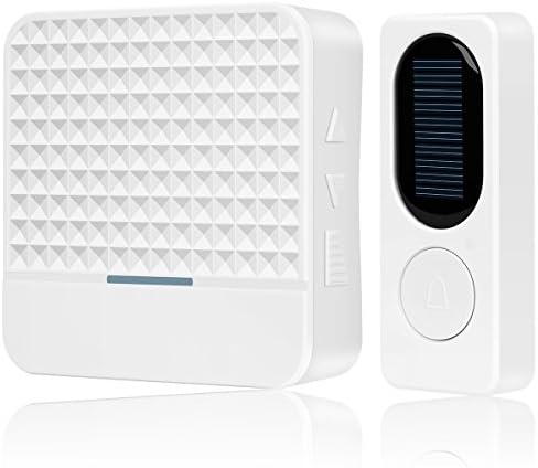 Wireless Doorbell, Waterproof Chime Kit with 1 Plug-in Receivers,Without power supply solar rechargeable wireless doorbell, with a night light on a doorbell, at 1000 feet Long Range。