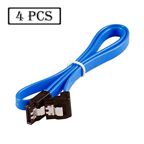 JINHEZO Right-Angle 6.0 Gbps SATA III 90 Degree Blue Cable 18 Inch 4 Pack